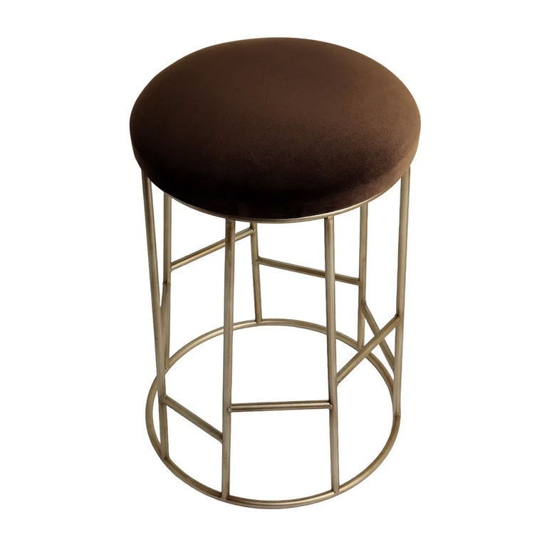 Aiden Gold Steel Kitchen Stool Range Dark Chocolate Velvet - 34170