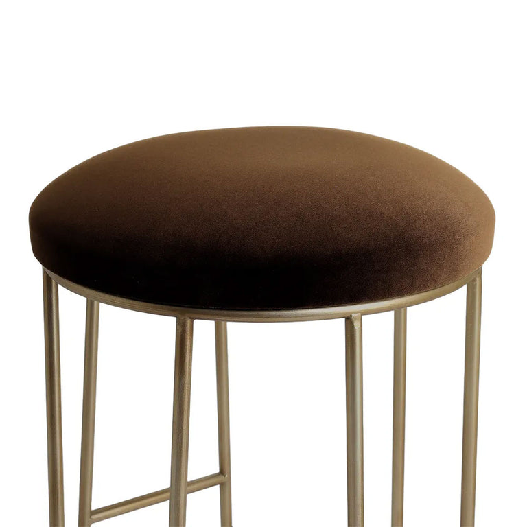 Aiden Gold Steel Kitchen Stool Range Dark Chocolate Velvet - 34170