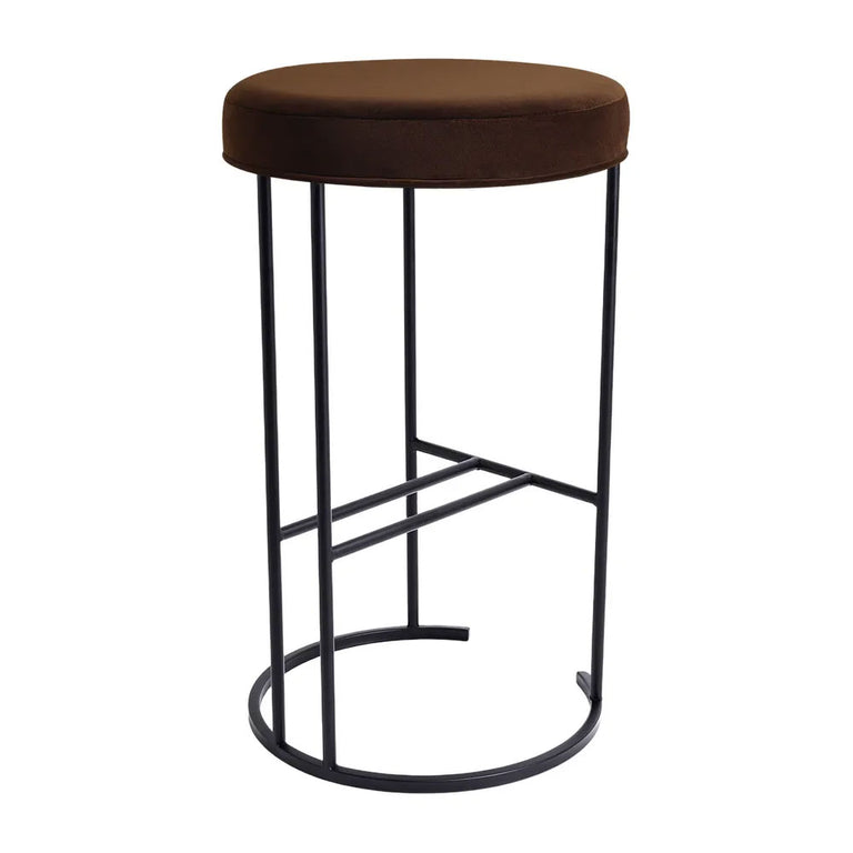 Balckley Black Iron Kitchen Stool Dark Chocolate Velvet - 34180