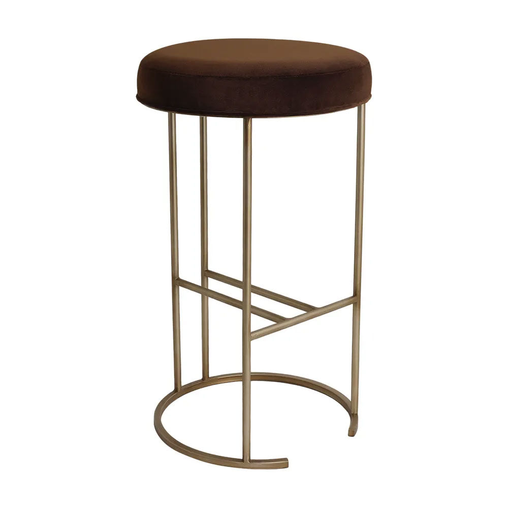 Balckley Gold Iron Kitchen Stool Dark Chocolate Velvet - 34185