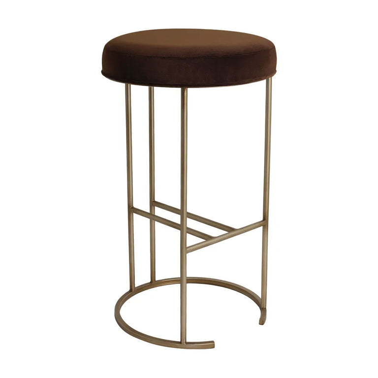 Balckley Gold Iron Kitchen Stool Dark Chocolate Velvet - 34185