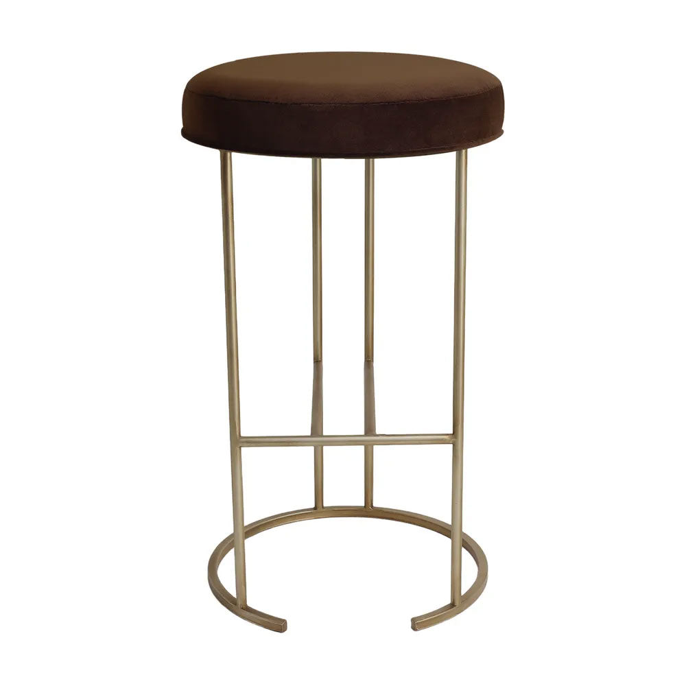 Balckley Gold Iron Kitchen Stool Dark Chocolate Velvet - 34185