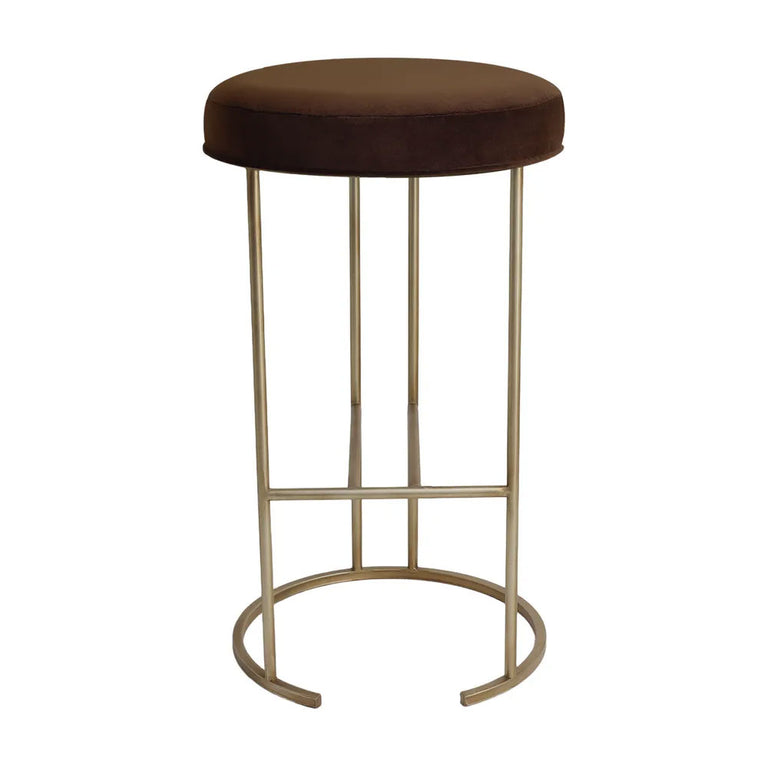 Balckley Gold Iron Kitchen Stool Dark Chocolate Velvet - 34185