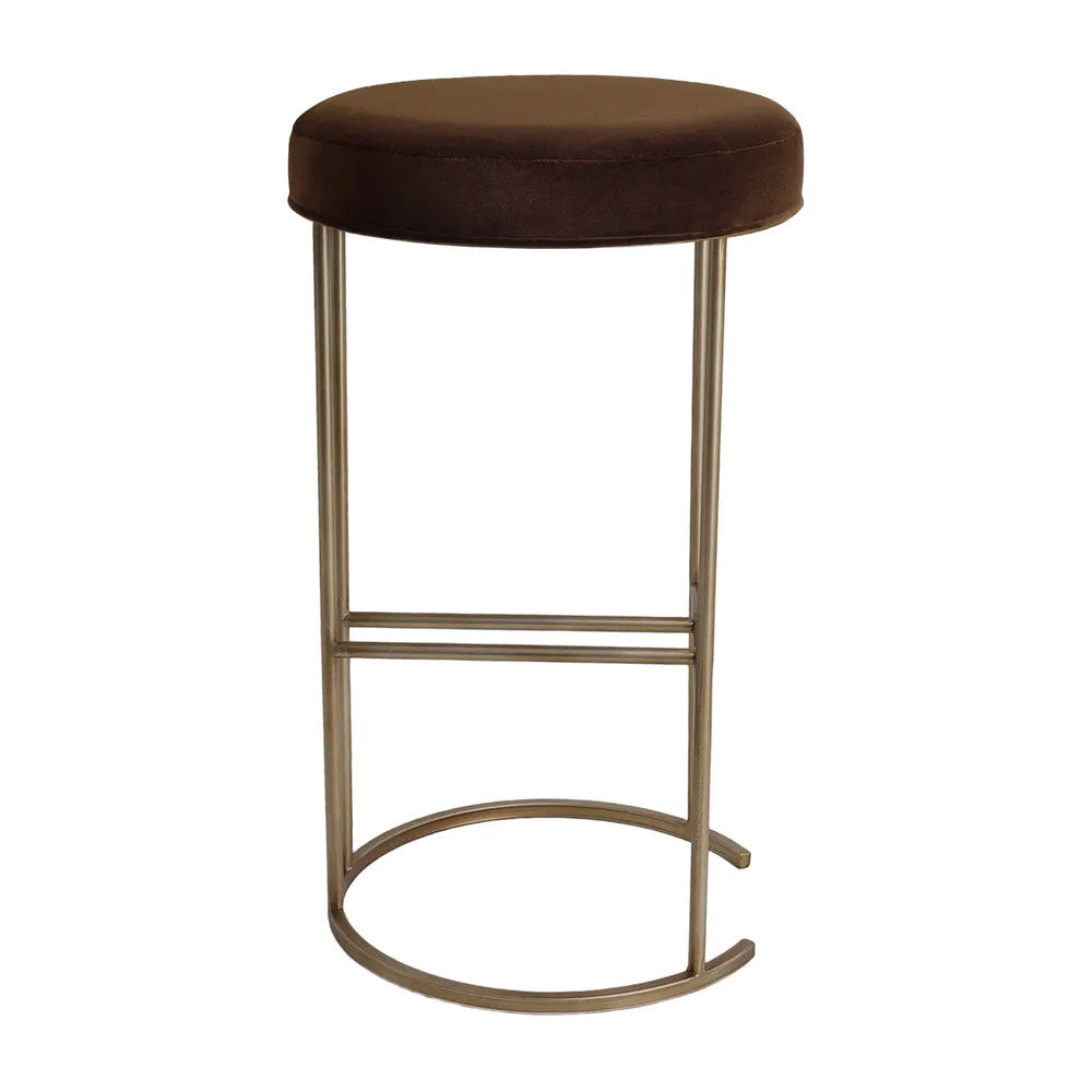 Balckley Gold Iron Kitchen Stool Dark Chocolate Velvet - 34185