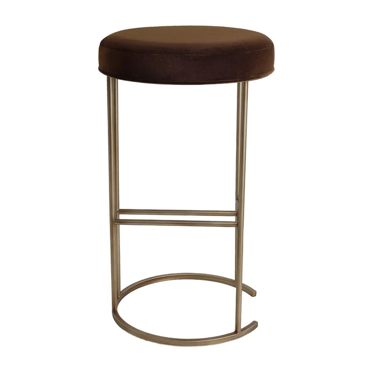 Balckley Gold Iron Kitchen Stool Dark Chocolate Velvet - 34185