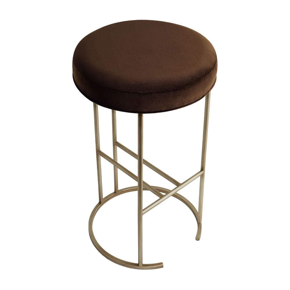 Balckley Gold Iron Kitchen Stool Dark Chocolate Velvet - 34185