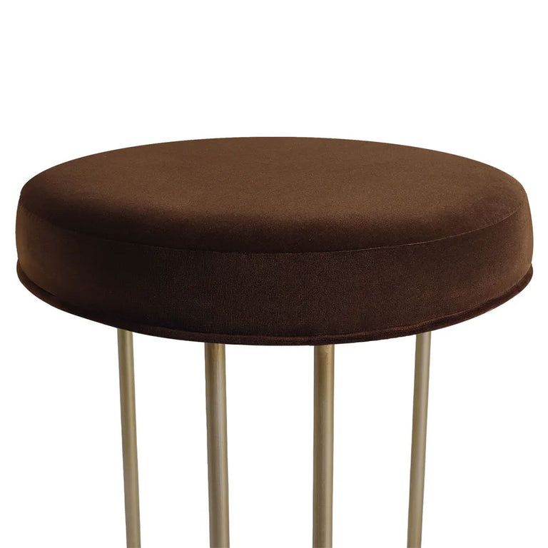Balckley Gold Iron Kitchen Stool Dark Chocolate Velvet - 34185