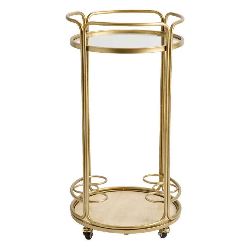 Wentworth Round Bar Cart Antique Gold - 34200