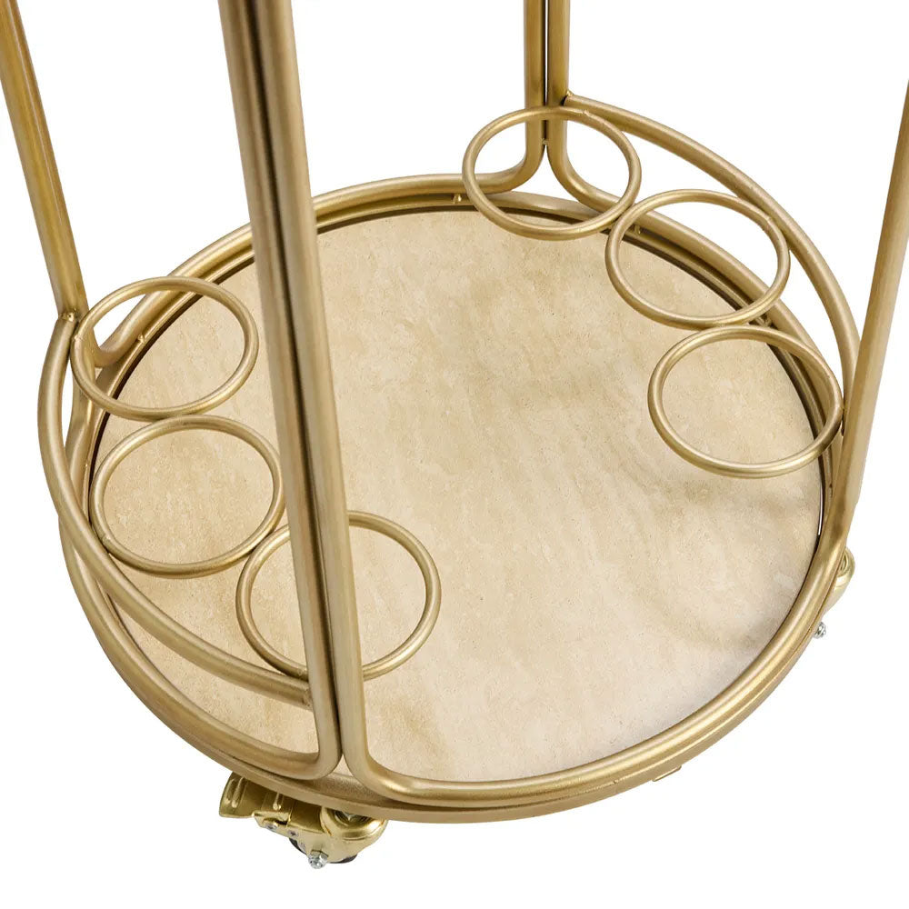Wentworth Round Bar Cart Antique Gold - 34200