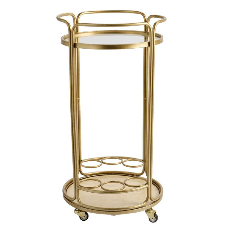 Wentworth Round Bar Cart Antique Gold - 34200