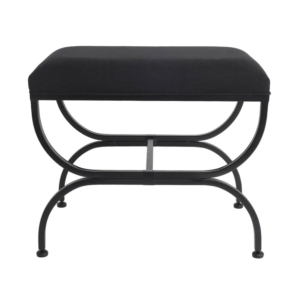 Novak Black Iron Stool Black Linen - 34443