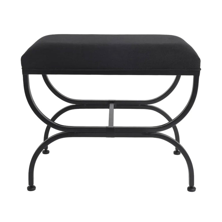 Novak Black Iron Stool Black Linen - 34443
