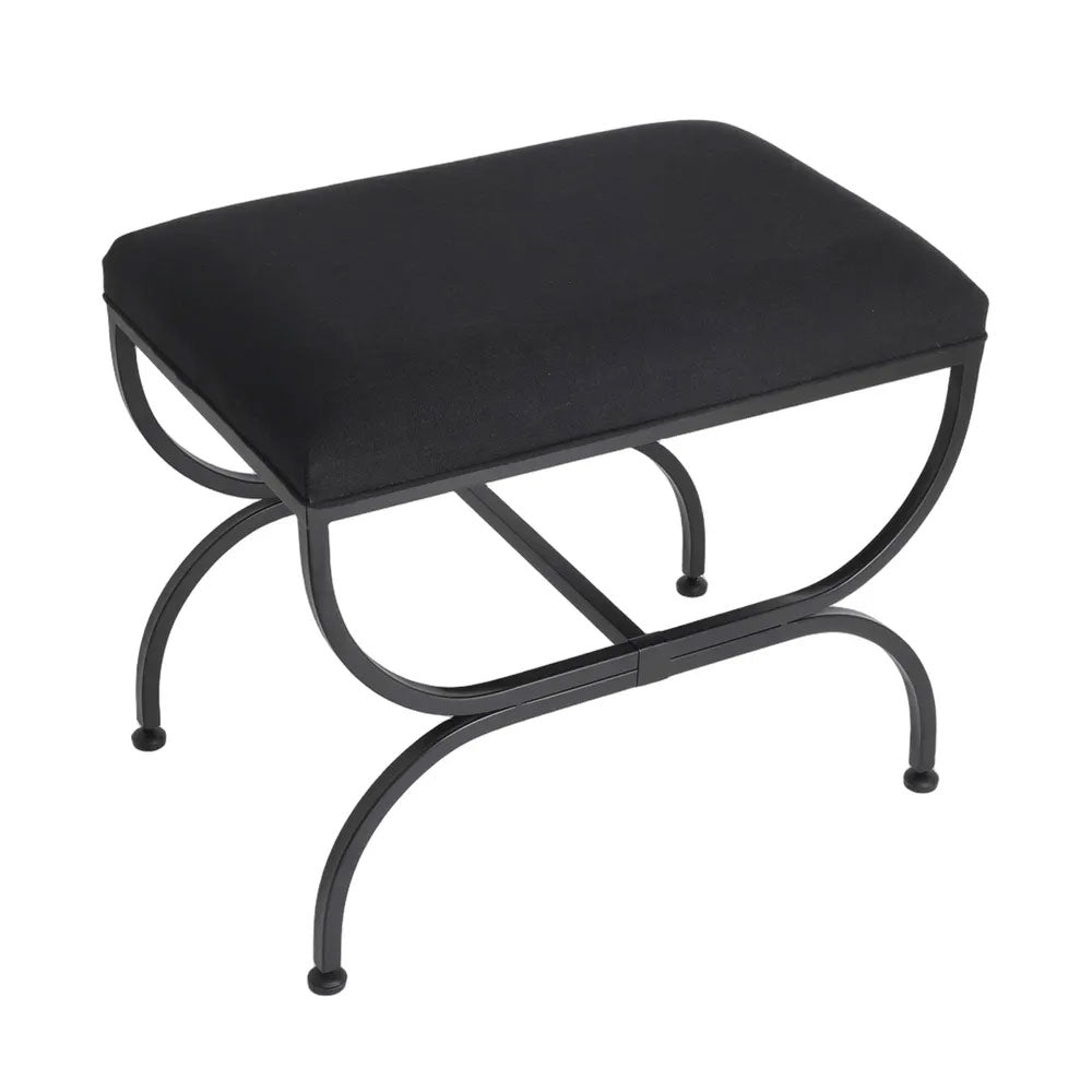 Novak Black Iron Stool Black Linen - 34443
