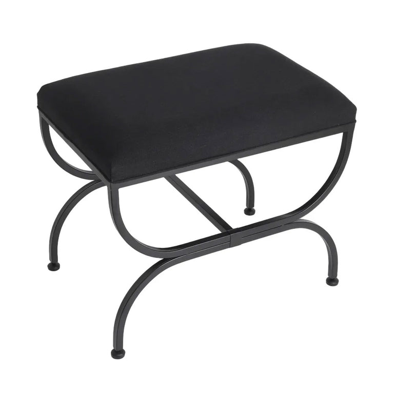 Novak Black Iron Stool Black Linen - 34443