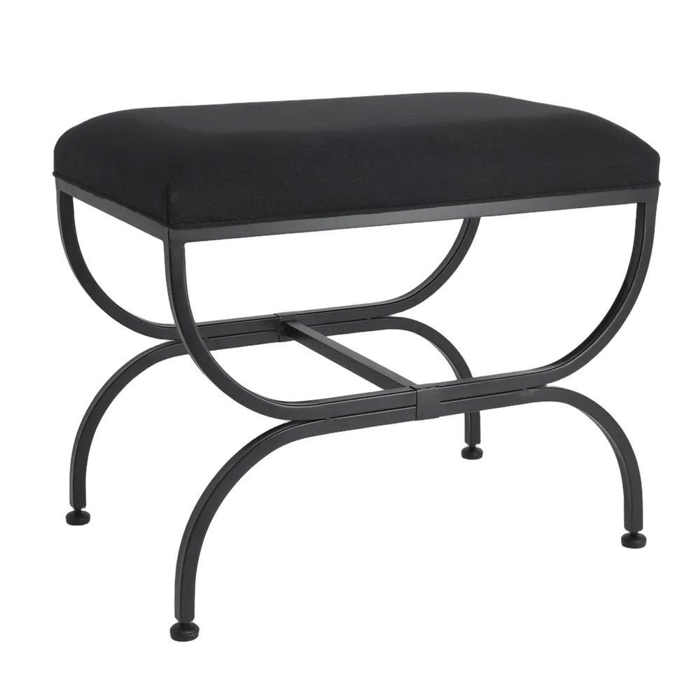 Novak Black Iron Stool Black Linen - 34443