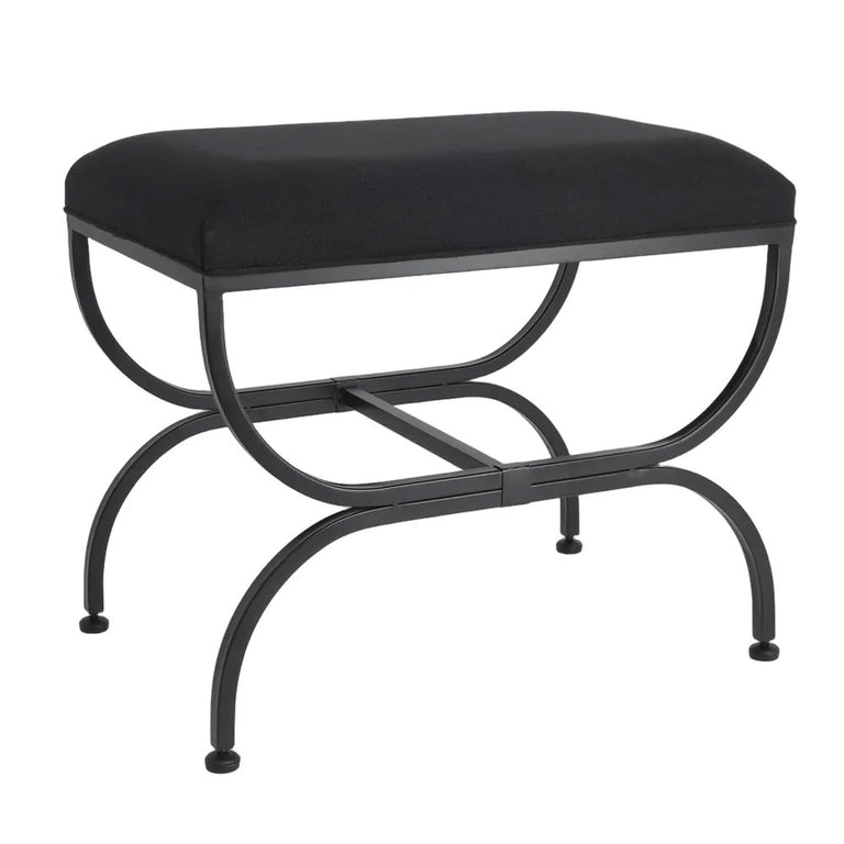 Novak Black Iron Stool Black Linen - 34443