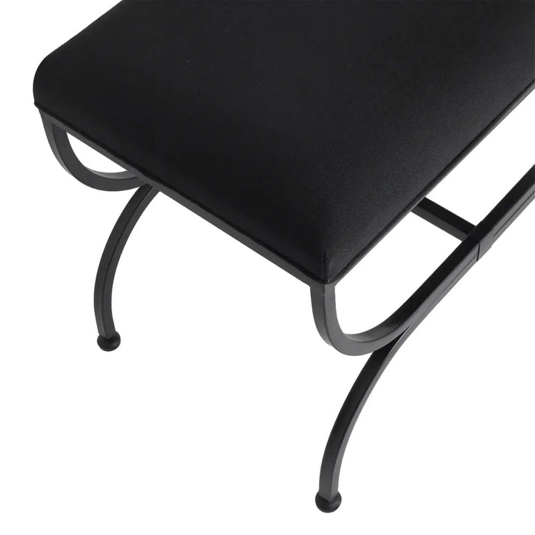 Novak Black Iron Stool Black Linen - 34443