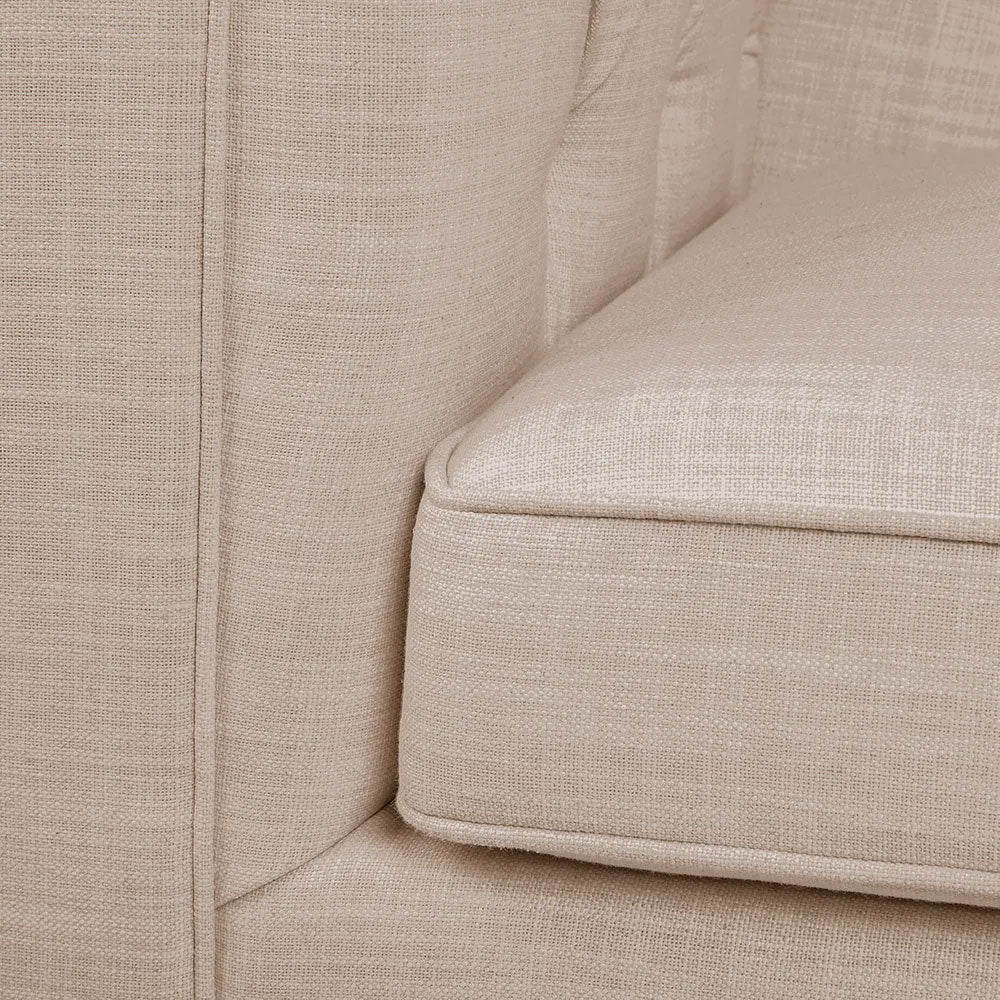 Tuxedo 3 Seater Tufted Sofa Fawn Linen - 34489