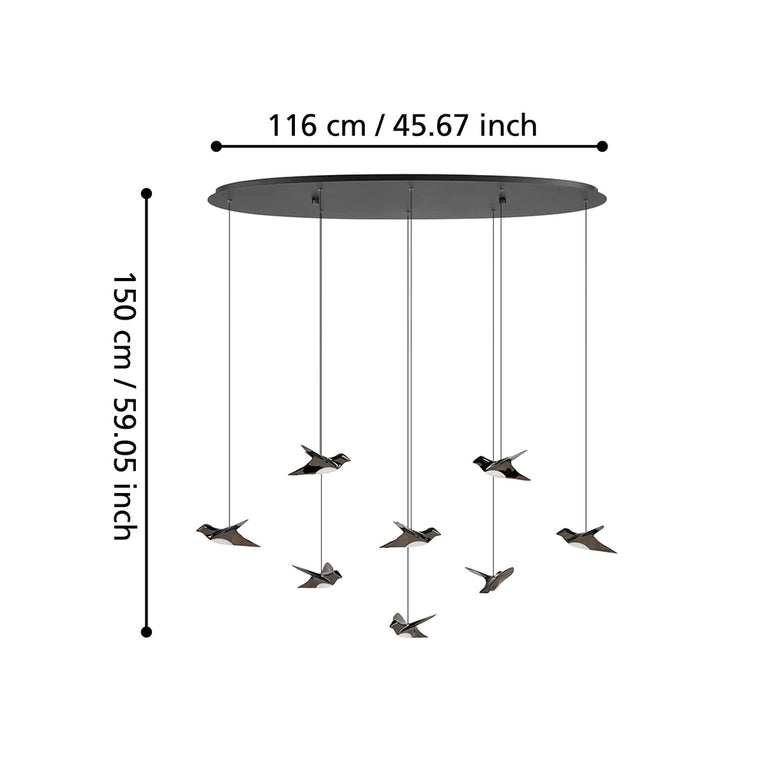Paratebueno 8 Light Dimmable LED Pendant Black / Warm White - 390055