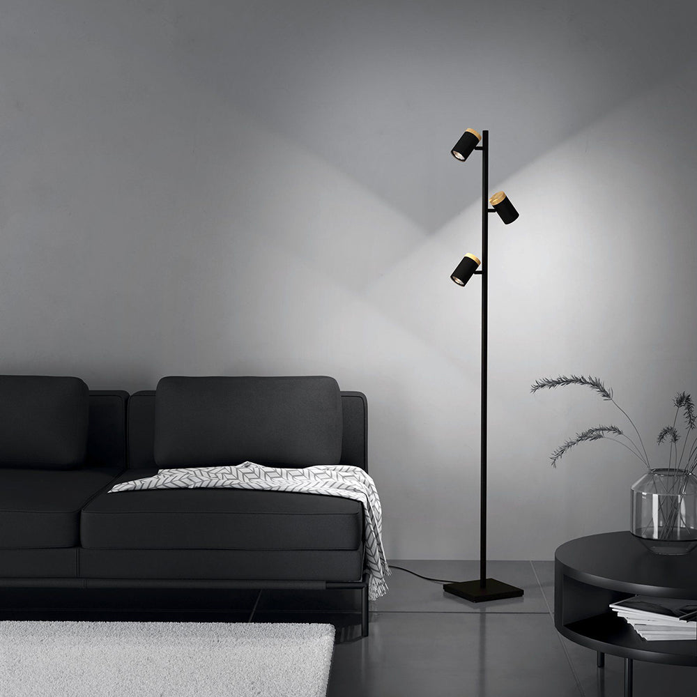 Cartagena 3 Light 15W LED Floor Lamp Black / Cool White - 390071N