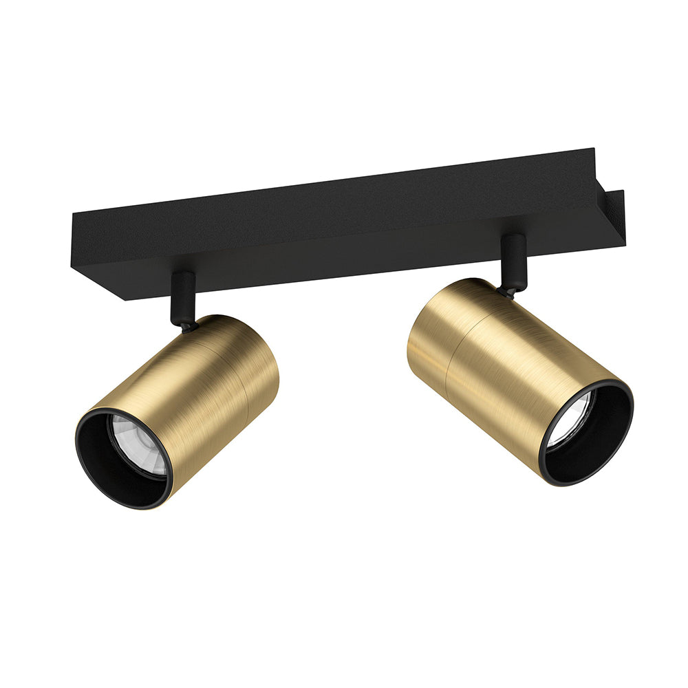 Cumaribo 2 Light 10W LED Spotlight Black / Brushed Brass - 390083N