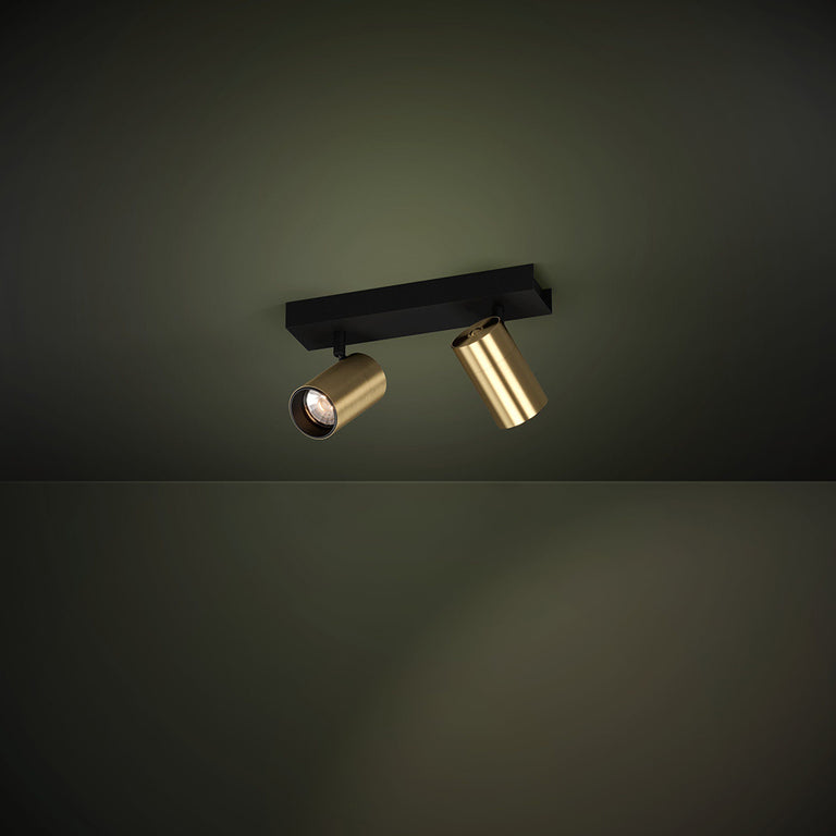 Cumaribo 2 Light 10W LED Spotlight Black / Brushed Brass - 390083N