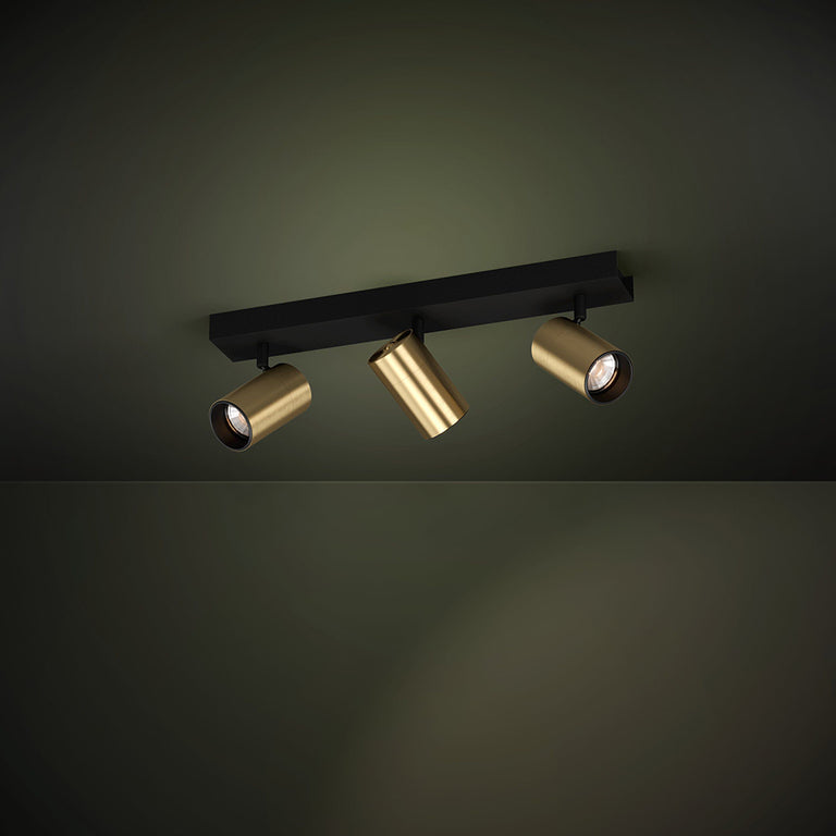 Cumaribo 3 Light 15W LED Spotlight Black / Brushed Brass - 390084N