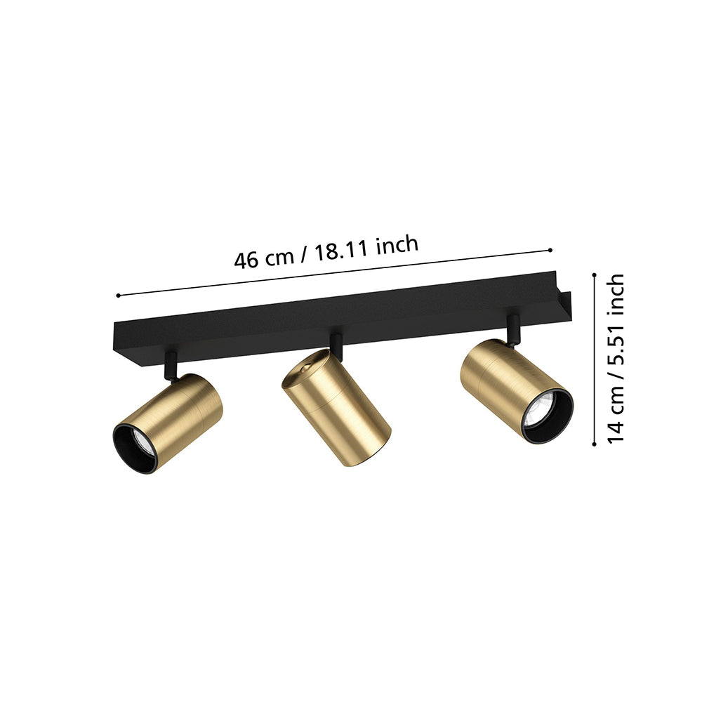 Cumaribo 3 Light 15W LED Spotlight Black / Brushed Brass - 390084N