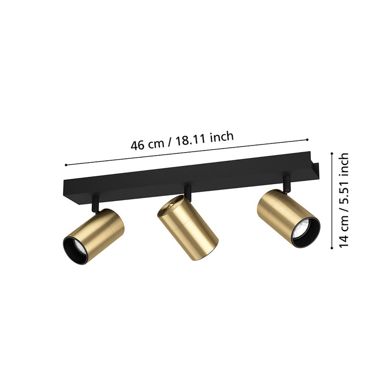 Cumaribo 3 Light 15W LED Spotlight Black / Brushed Brass - 390084N