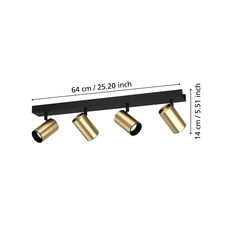 Cumaribo 4 Light 20W LED Spotlight Black / Brushed Brass - 390085N