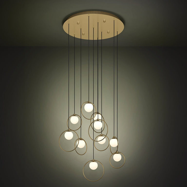 Portocolom 580mm 10 Light Dimmable LED Pendant Brass / Warm White - 390345