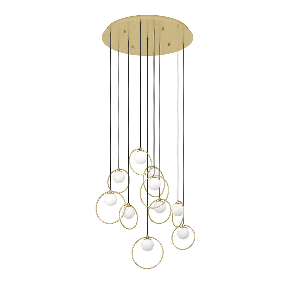 Portocolom 580mm 10 Light Dimmable LED Pendant Brass / Warm White - 390345