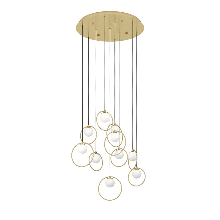 Portocolom 580mm 10 Light Dimmable LED Pendant Brass / Warm White - 390345