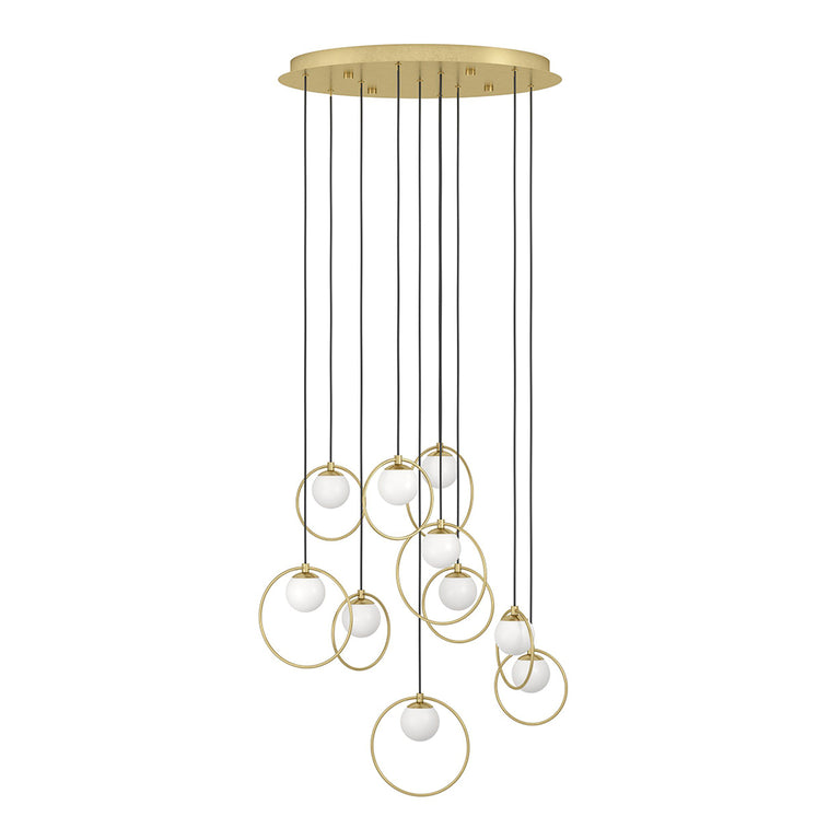 Portocolom 580mm 10 Light Dimmable LED Pendant Brass / Warm White - 390345