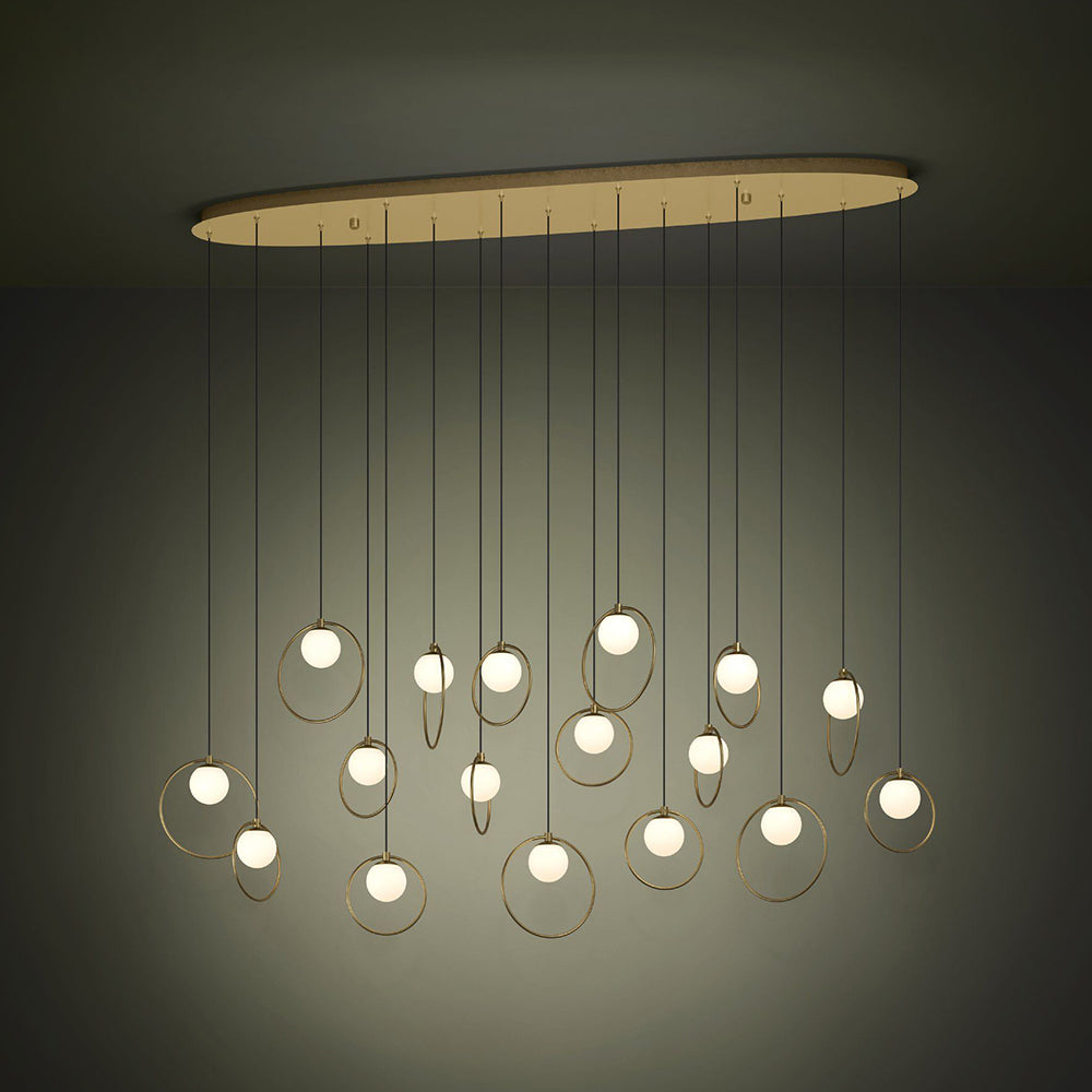Portocolom 1480mm 17 Light Dimmable LED Pendant Brass / Warm White - 390348