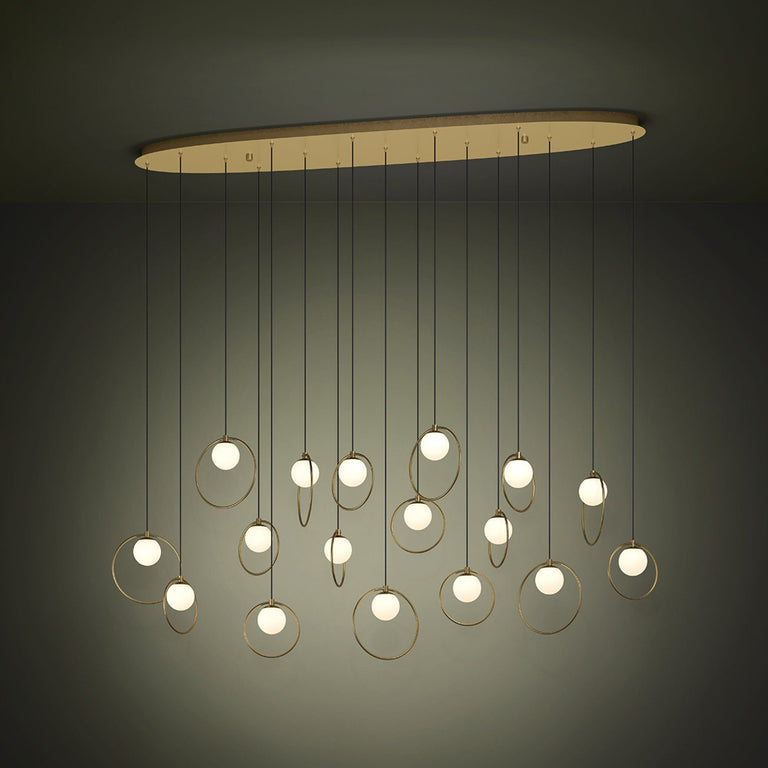 Portocolom 1480mm 17 Light Dimmable LED Pendant Brass / Warm White - 390348