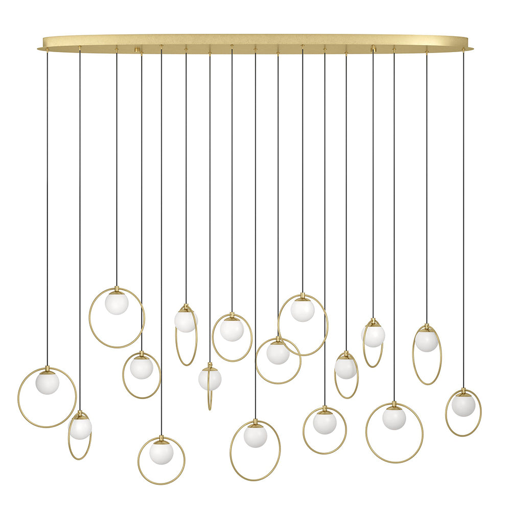 Portocolom 1480mm 17 Light Dimmable LED Pendant Brass / Warm White - 390348
