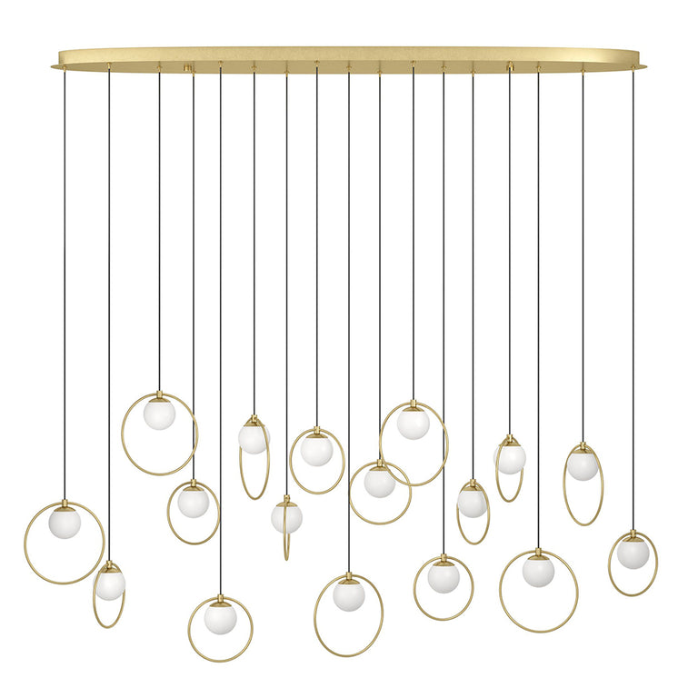 Portocolom 1480mm 17 Light Dimmable LED Pendant Brass / Warm White - 390348