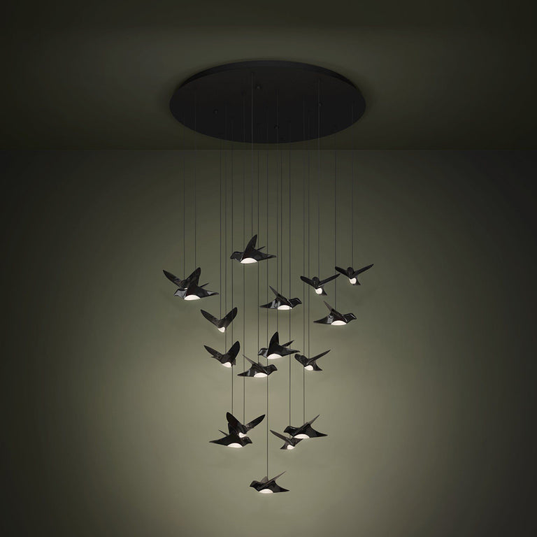 Paratebueno 17 Light Dimmable LED Pendant Black / Warm White - 390352