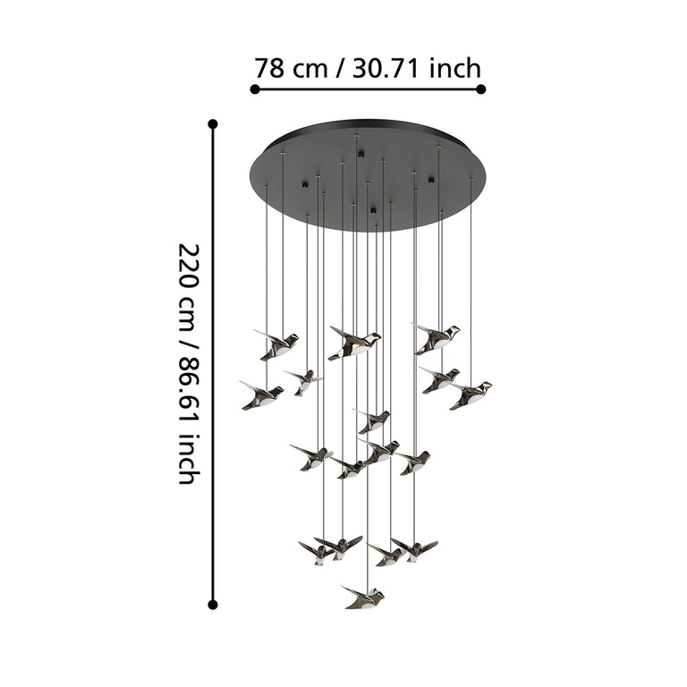 Paratebueno 17 Light Dimmable LED Pendant Black / Warm White - 390352
