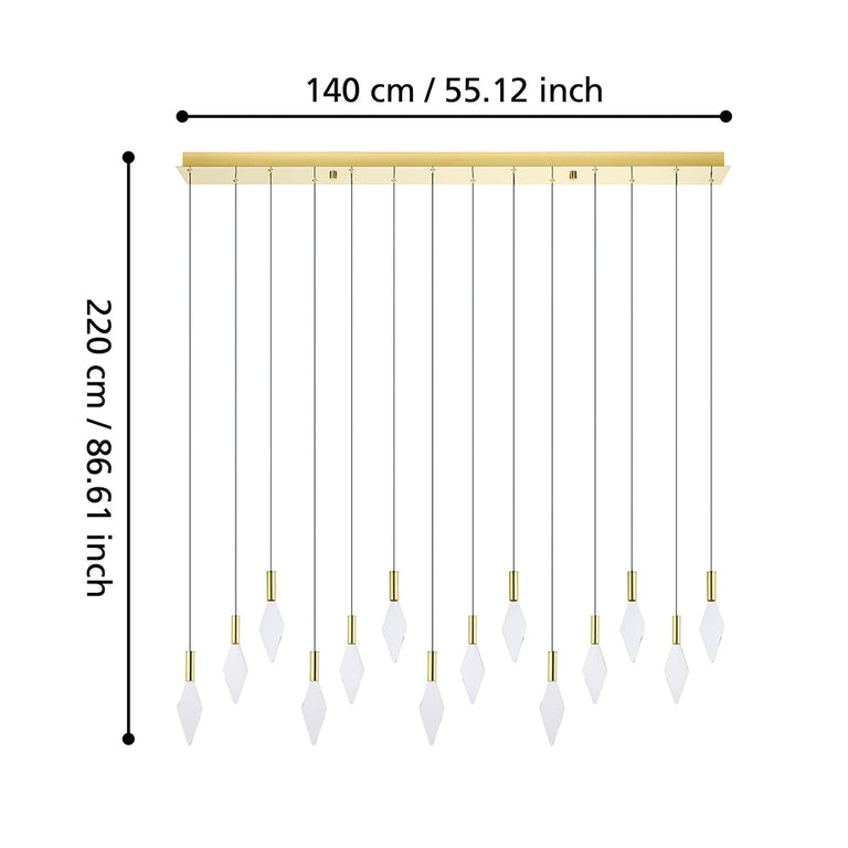Mirador 14 Light Dimmable LED Pendant Brass / Warm White - 390362