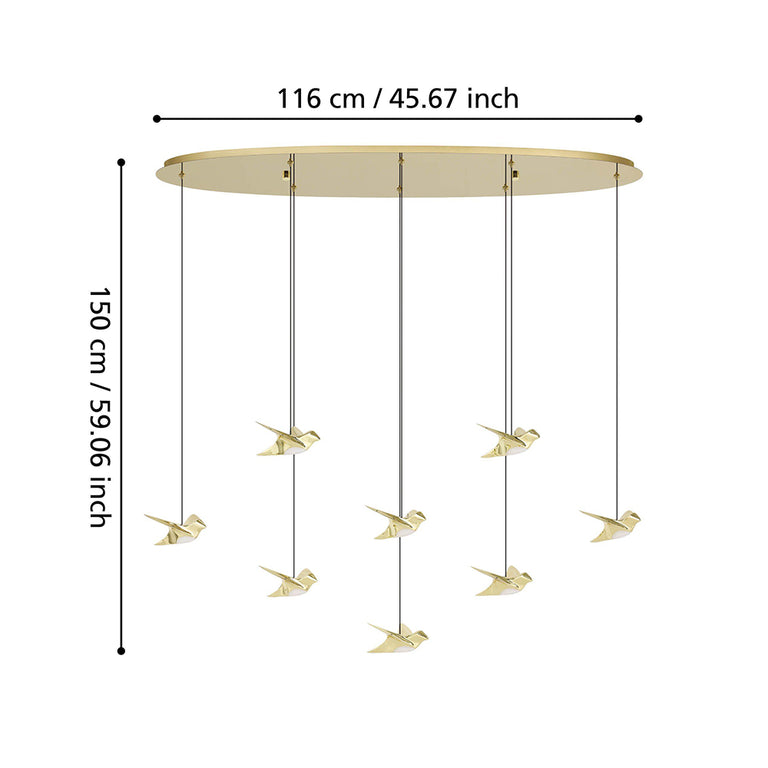 Paratebueno 2 8 Light Dimmable LED Pendant Brass / Warm White - 390397