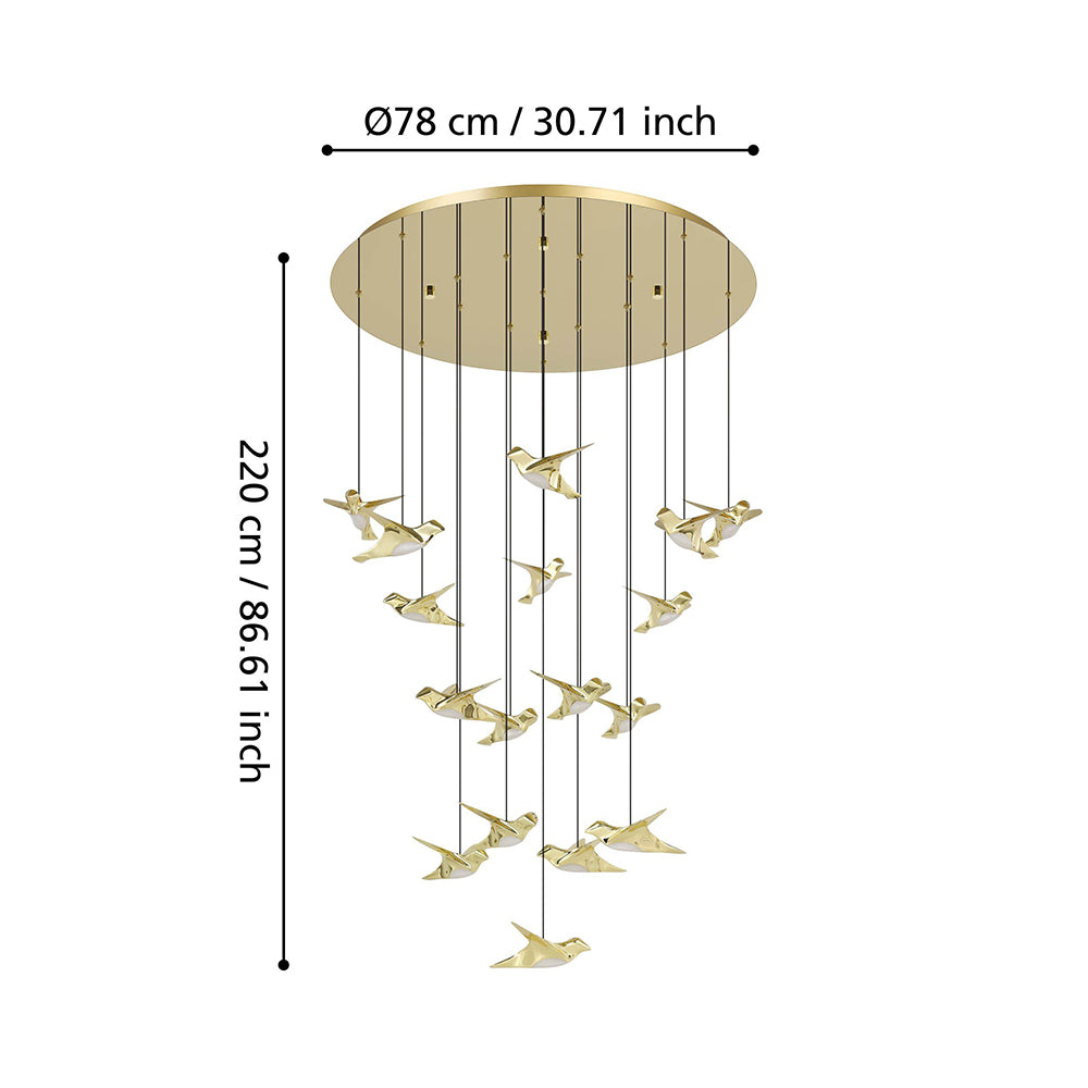 Paratebueno 2 17 Light Dimmable LED Pendant Brass / Warm White - 390398