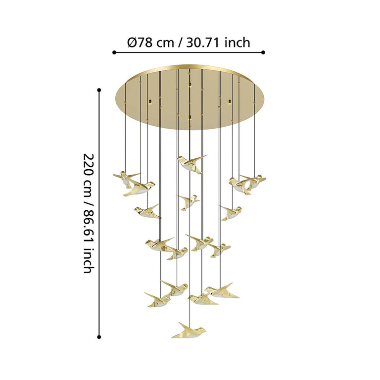 Paratebueno 2 17 Light Dimmable LED Pendant Brass / Warm White - 390398