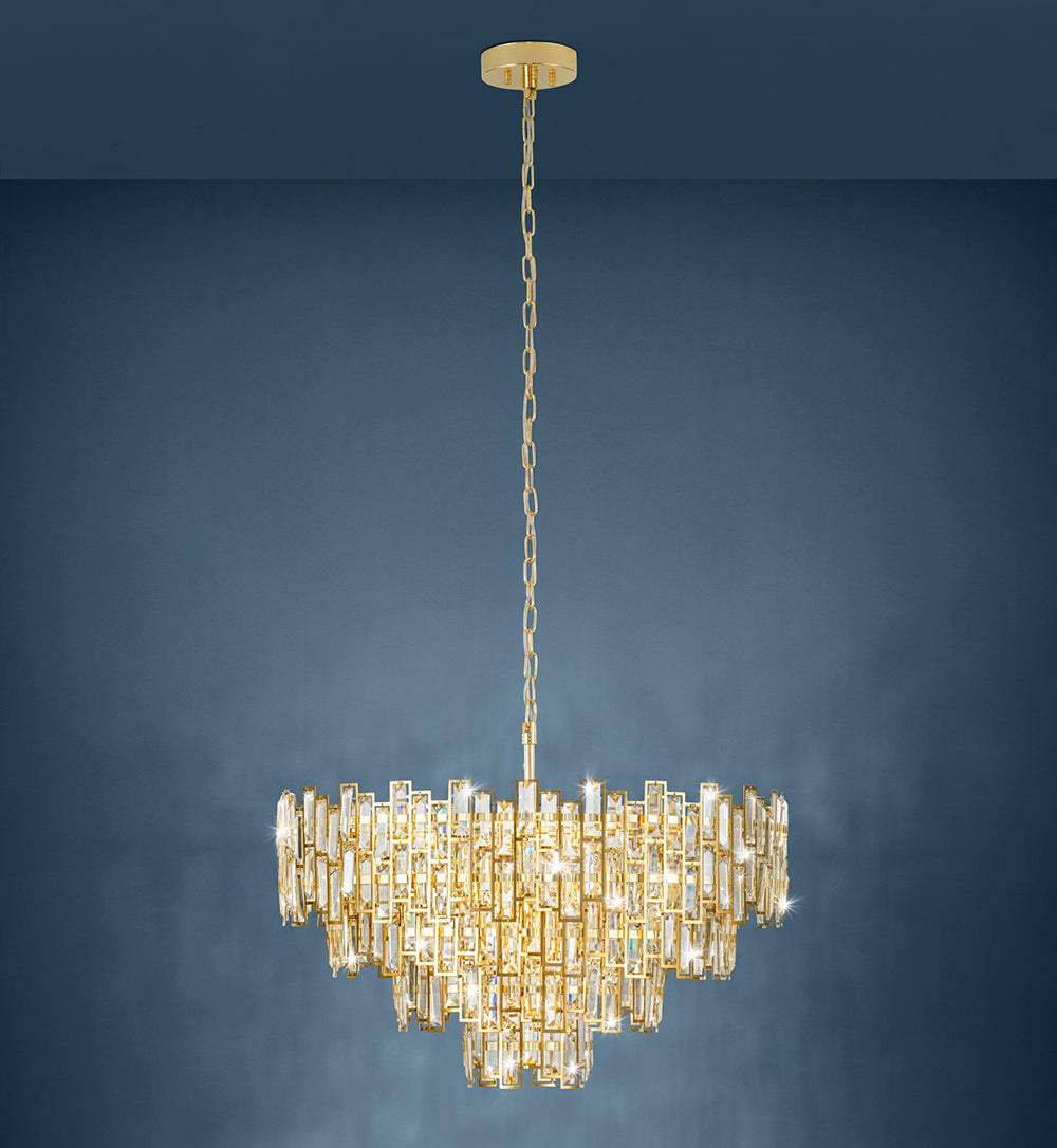Calmeilles 10 Light 780mm Crystal Pendant Brass - 39614