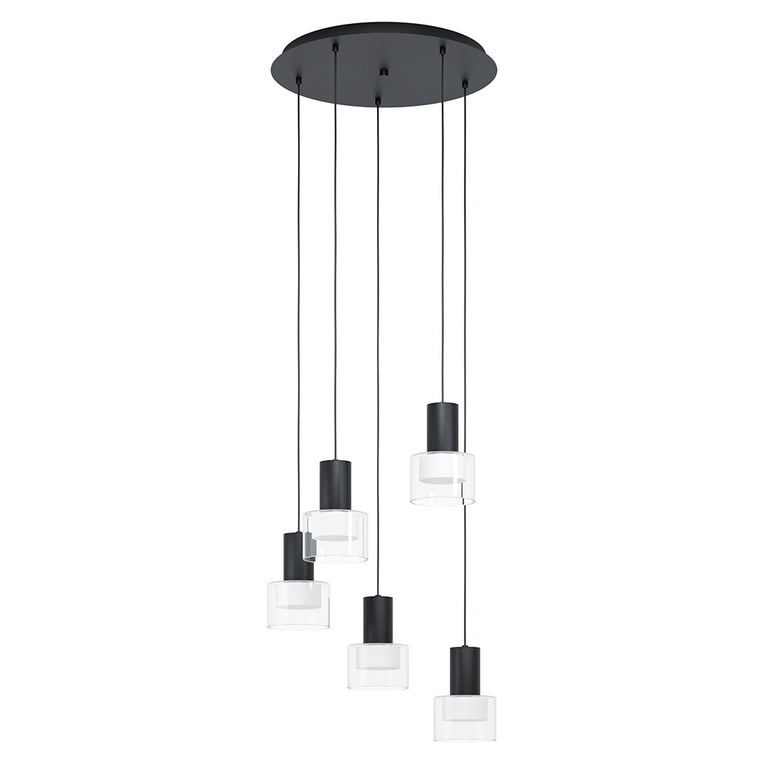 Molineros 5 Light 25W Dimmable LED Pendant Black / Tri-Colour - 39727N