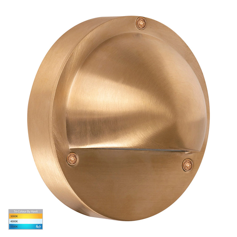 Pinta 2.3W CCT 240V LED Eyelid Step Light Solid Brass - HV2903T-BR