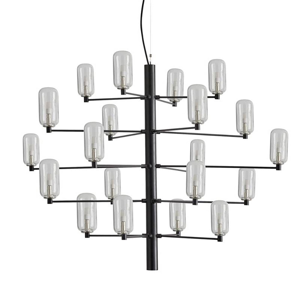 Gand LED 20 Light Pendant Matt Black / Clear - ARO.C1271/NEG/CLEAR