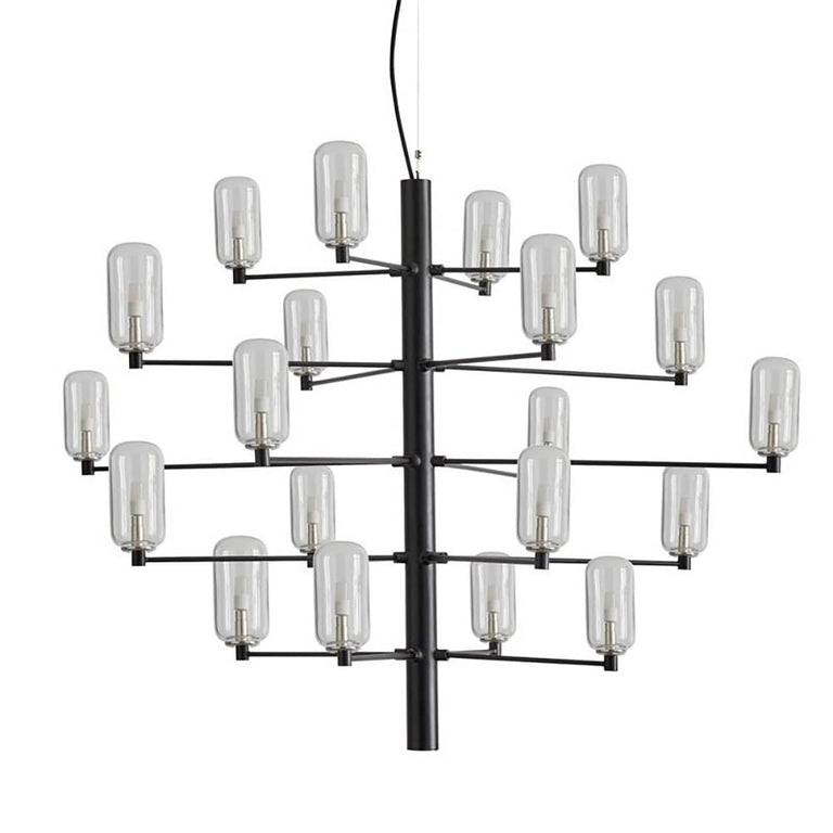 Gand LED 20 Light Pendant Matt Black / Clear - ARO.C1271/NEG/CLEAR