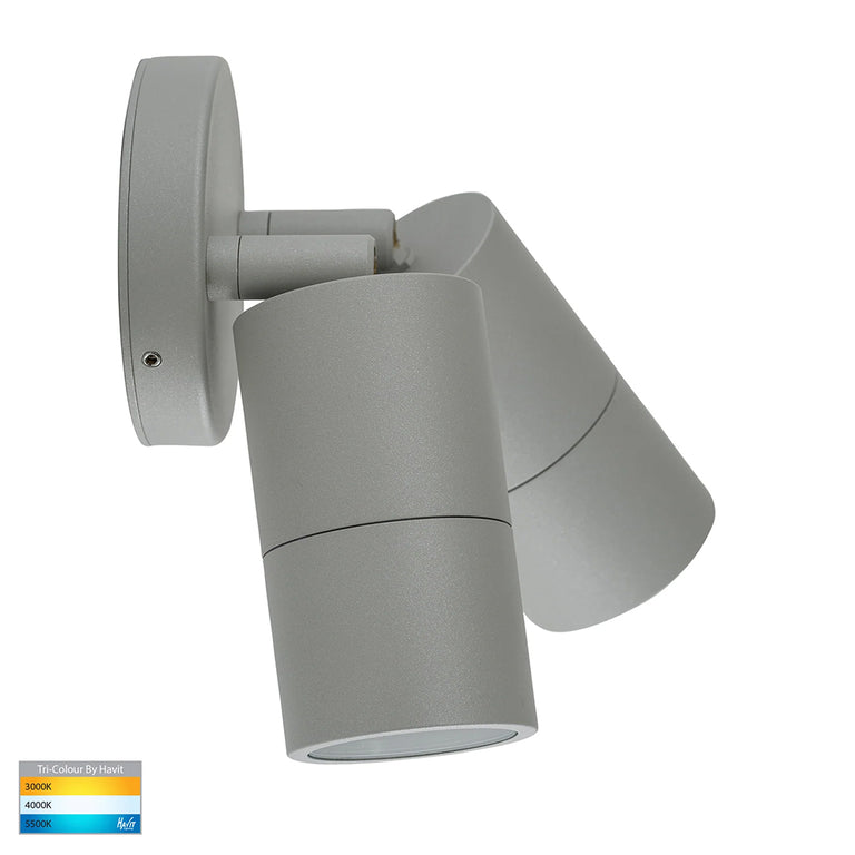 Tivah 2 x 5W CCT 240V GU10 LED Double Adjustable Wall Light Silver - HV1347GU10T
